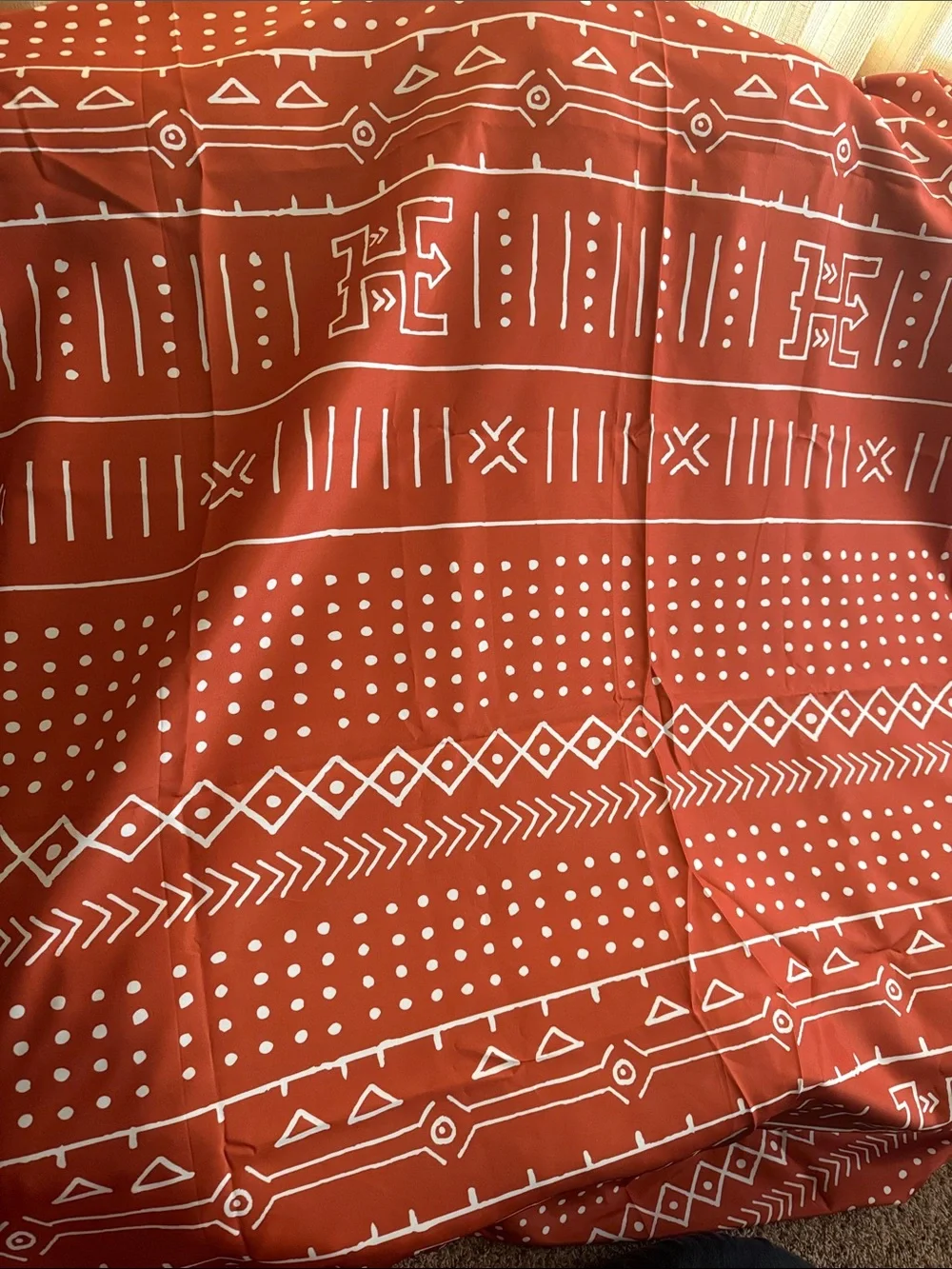 Rust Geometric Shower Curtain - Western Style— long